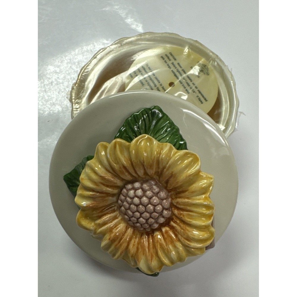 Fitz and Floyd Sunflower Ceramic Scented Candle Jar Lid Home Fragrance New